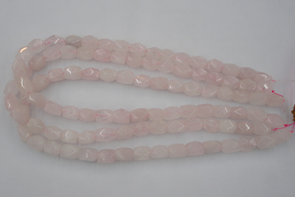 CNG815 15.5 inches 8*12mm faceted nuggets rose quartz beads