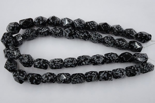 CNG834 15.5 inches 13*18mm faceted nuggets snowflake obsidian beads