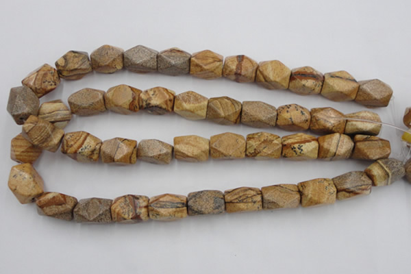 CNG842 15.5 inches 13*18mm faceted nuggets picture jasper beads