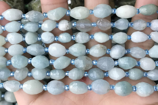 CNG8509 15.5 inches 6*8mm - 8*12mm faceted nuggets aquamarine beads