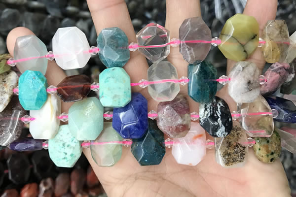 CNG8553 13*18mm - 15*25mm faceted freeform mixed gemstone beads