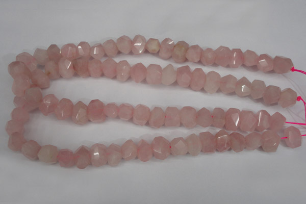 CNG863 15.5 inches 10*14mm faceted nuggets rose quartz beads