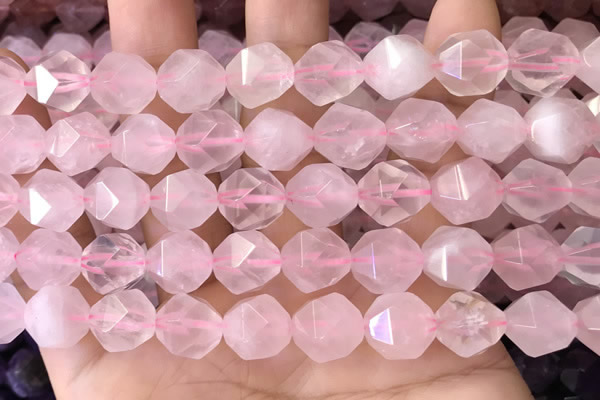 CNG8694 15.5 inches 12mm faceted nuggets rose quartz beads