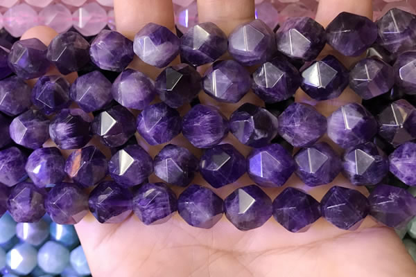 CNG8703 15.5 inches 12mm faceted nuggets amethyst gemstone beads