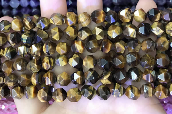 CNG8725 15.5 inches 8mm faceted nuggets yellow tiger eye beads