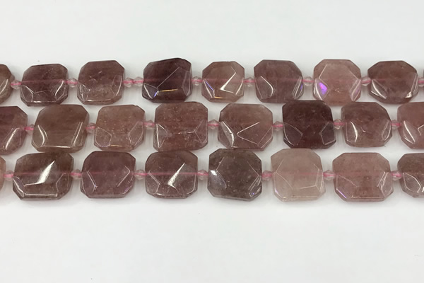 CNG8803 15.5 inches 16mm - 20mm faceted freeform strawberry quartz beads