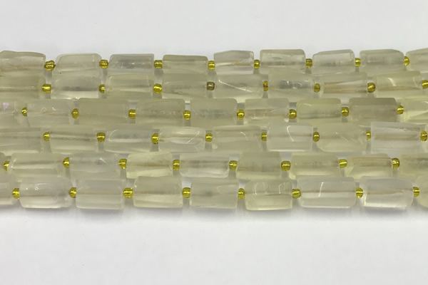 CNG8851 15.5 inches 8*12mm - 10*16mm nuggets matte lemon quartz beads