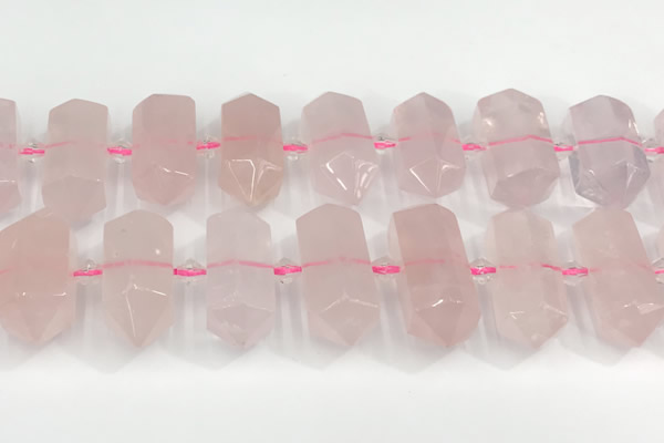 CNG8910 10*25mm - 15*30mm faceted nuggets rose quartz beads
