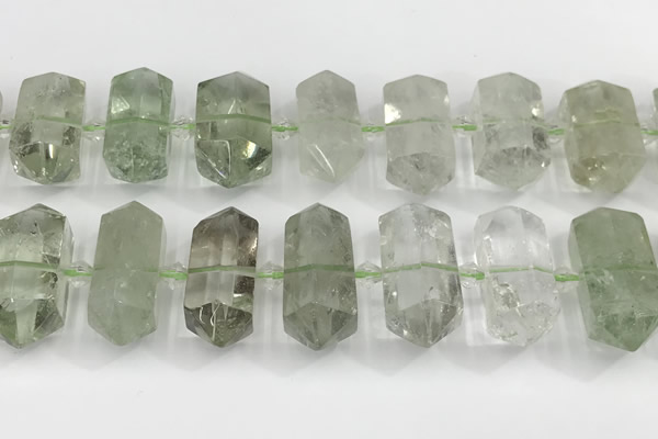 CNG8912 10*25mm - 15*30mm faceted nuggets green quartz beads