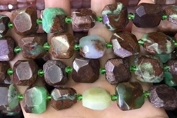 CNG8925 15 inches 14mm - 16mm faceted freeform Australia chrysoprase beads