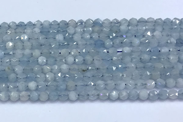 CNG9101 15 inches 4mm faceted nuggets aquamarine beads