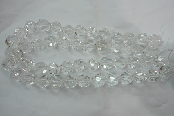 CNG915 15 inches 16mm faceted nuggets white crystal beads