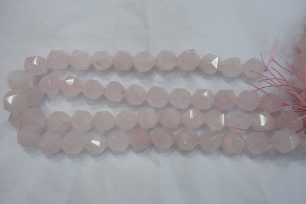 CNG922 15 inches 14mm faceted nuggets rose quartz beads