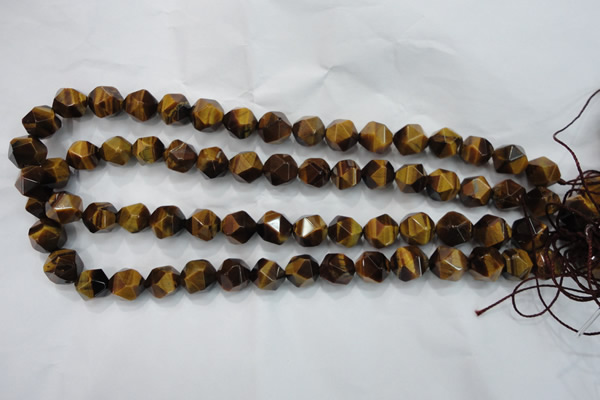 CNG938 15 inches 12mm faceted nuggets yellow tiger eye beads