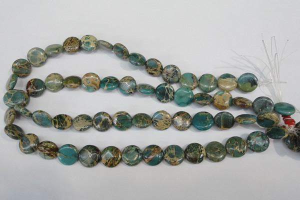 CNI30 15.5 inches 14mm flat round natural imperial jasper beads
