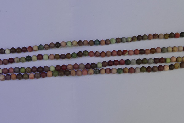 CNI360 15.5 inches 4mm round matte imperial jasper beads wholesale