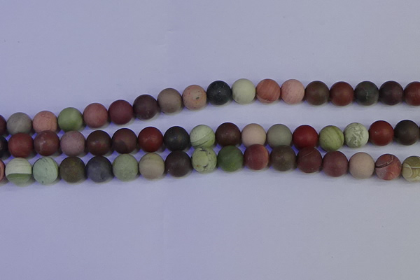 CNI364 15.5 inches 12mm round matte imperial jasper beads wholesale