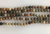 CNI376 15.5 inches 6mm round matte American picture jasper beads
