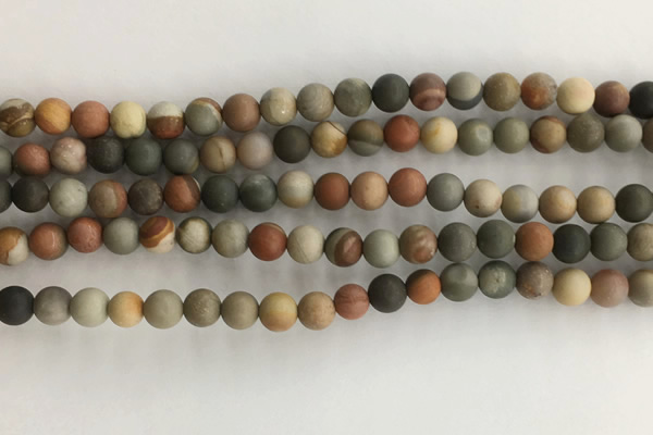 CNI376 15.5 inches 6mm round matte American picture jasper beads
