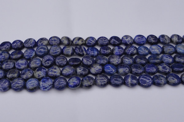 CNL1105 15.5 inches 10mm flat round lapis lazuli gemstone beads