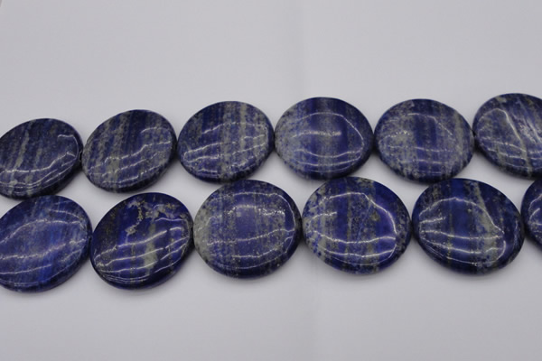 CNL1114 15.5 inches 40mm flat round lapis lazuli gemstone beads