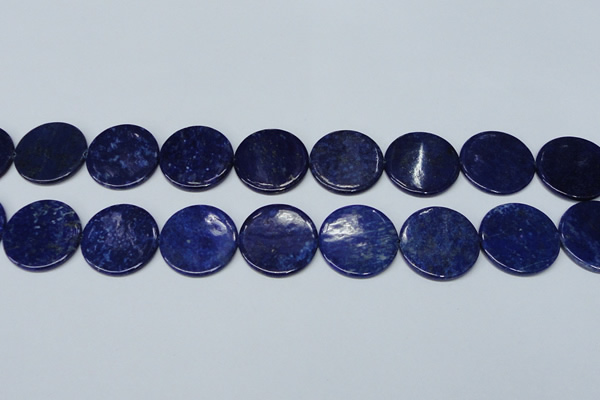 CNL1280 15.5 inches 25mm flat round natural lapis lazuli beads