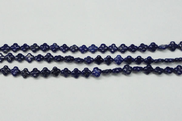 CNL1305 15.5 inches 10mm carved flower natural lapis lazuli beads
