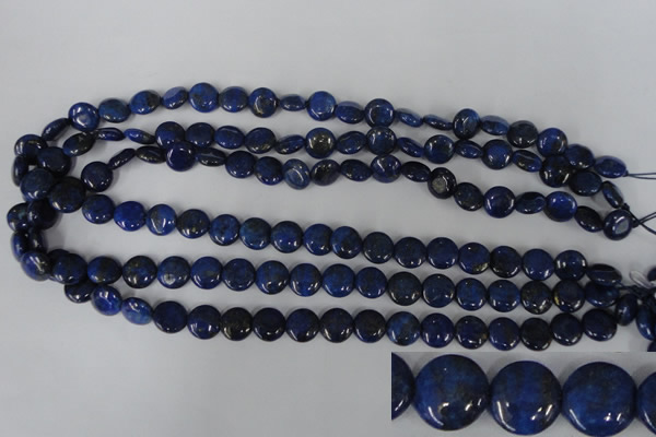 CNL451 15.5 inches 10mm flat round natural lapis lazuli beads