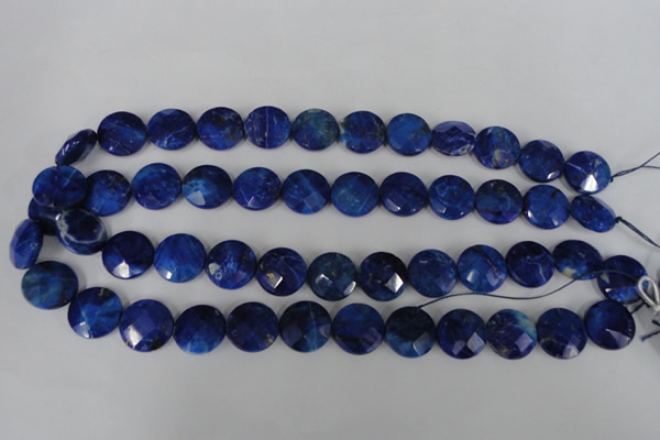 CNL473 15.5 inches 16mm faceted coin natural lapis lazuli beads