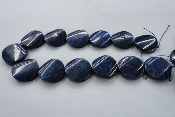 CNL698 15.5 inches 30mm twisted coin natural lapis lazuli beads