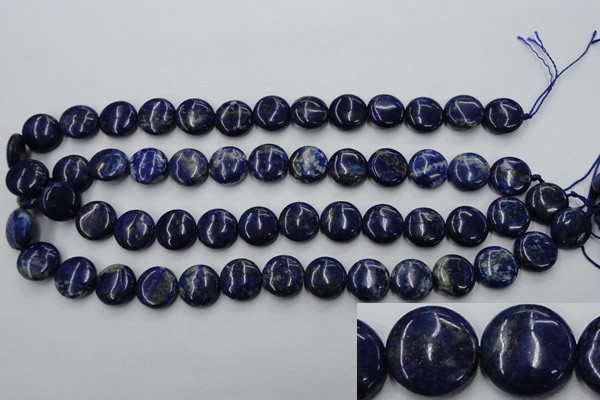 CNL732 15.5 inches 14mm flat round natural lapis lazuli gemstone beads