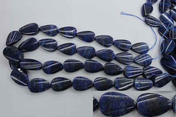 CNL985 15.5 inches 17*25mm twisted flat teardrop natural lapis lazuli beads