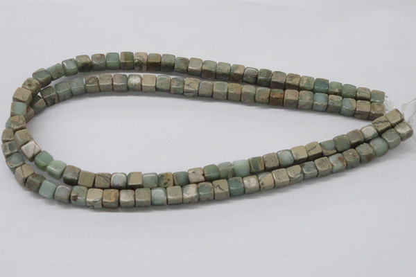 CNS06 16 inches 7*7mm cube natural serpentine jasper beads wholesale