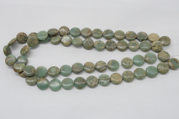CNS10 16 inches 14mm flat round natural serpentine jasper beads