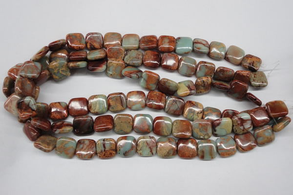 CNS104 15.5 inches 14*14mm square natural serpentine jasper beads