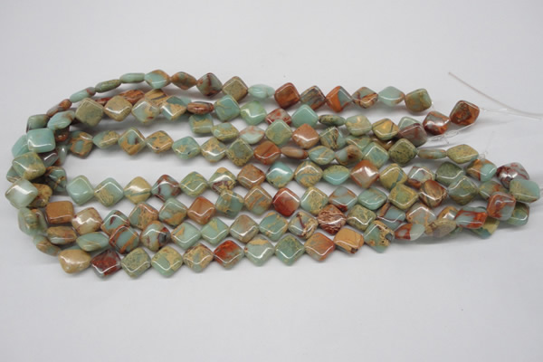 CNS118 15.5 inches 10*10mm diamond natural serpentine jasper beads