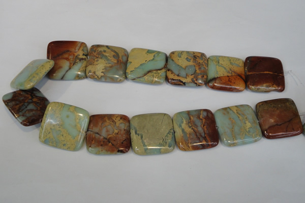 CNS196 15.5 inches 30*30mm square natural serpentine jasper beads