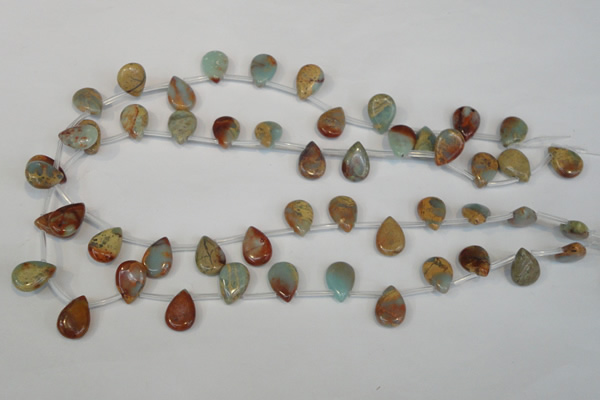 CNS199 Top-drilled 10*14mm flat teardrop natural serpentine jasper beads