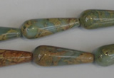 CNS201 15.5 inches 10*30mm teardrop natural serpentine jasper beads