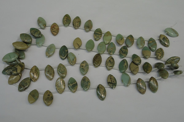 CNS218 Top-drilled 10*18mm marquise natural serpentine jasper beads