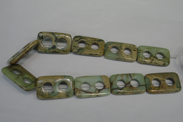 CNS227 15.5 inches 25*40mm carved rectangle natural serpentine jasper beads