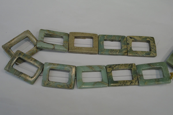 CNS228 15.5 inches 30*40mm rectangle donut natural serpentine jasper beads