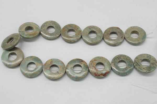 CNS23 16 inches 30mm flat round natural serpentine jasper beads