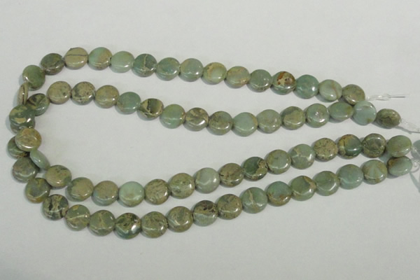 CNS230 15.5 inches 12mm flat round natural serpentine jasper beads