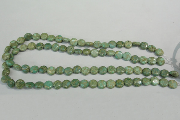 CNS280 15.5 inches 10mm flat round natural serpentine jasper beads