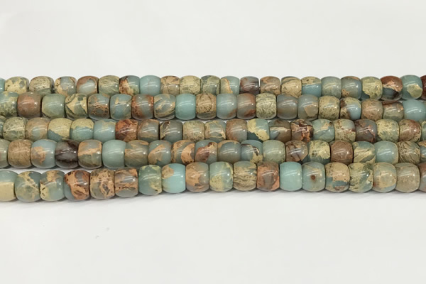 CNS306 15.5 inches 6*8mm rondelle serpentine jasper beads