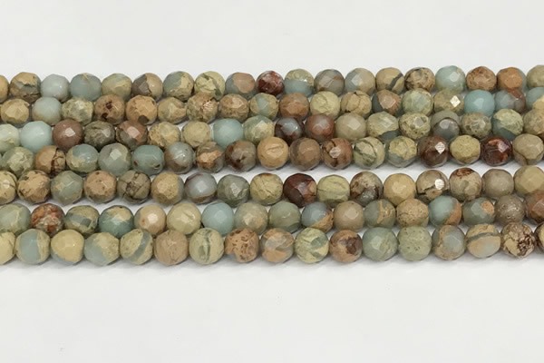CNS341 15.5 inches 6mm faceted round serpentine jasper beads