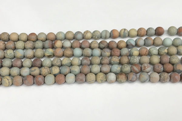 CNS346 15.5 inches 8mm round matte serpentine jasper beads