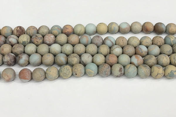 CNS348 15.5 inches 10mm round matte serpentine jasper beads