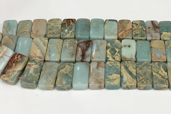 CNS353 7.5 inches 10*20mm rectangle double drilled serpentine jasper beads
